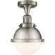 Franklin Restoration Hampden LED 7.25 inch Brushed Satin Nickel Semi-Flush Mount Ceiling Light in Matte White Glass
