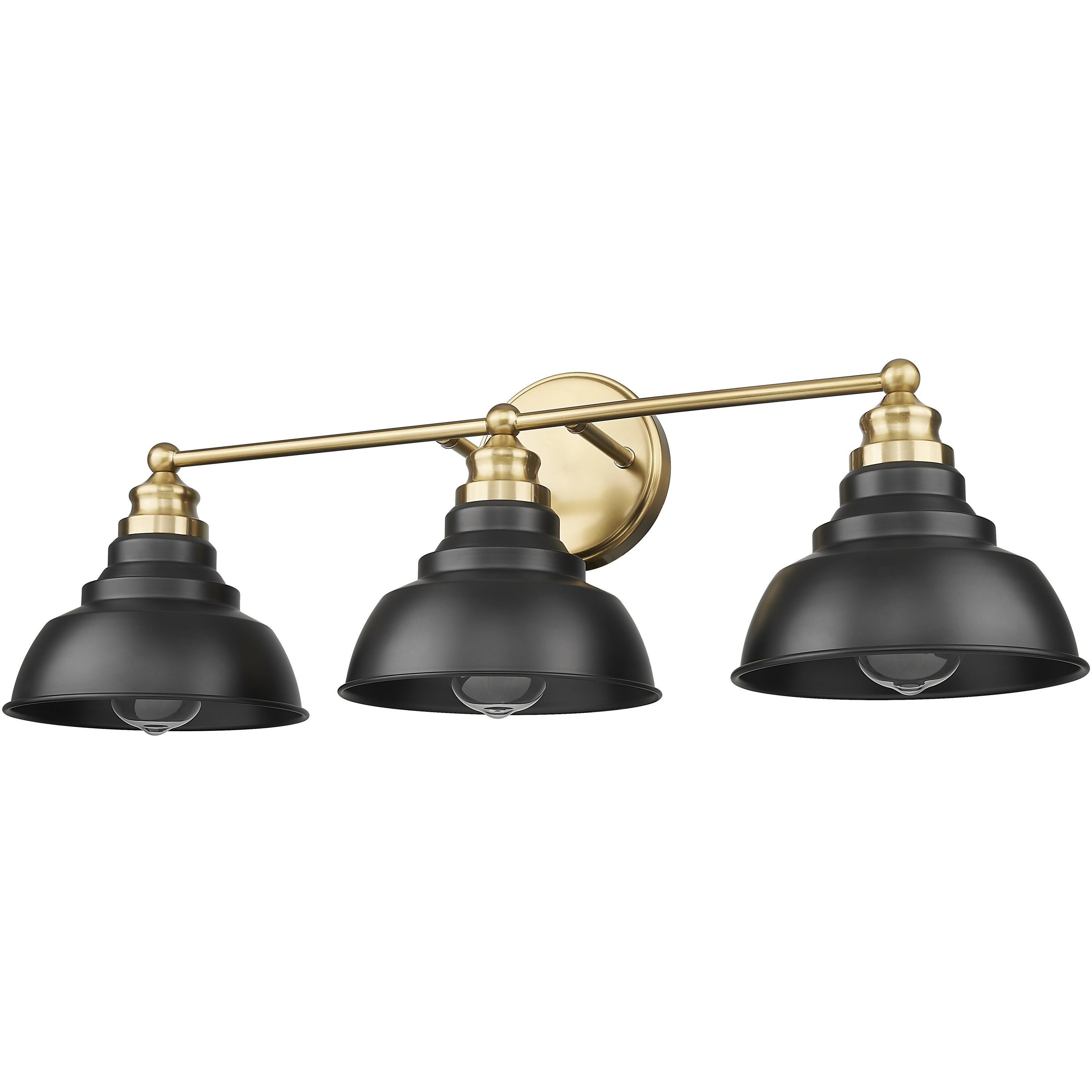 Bishop 3 Light 28 inch Matte Black and Brass Vanity Wall Light