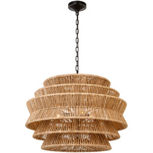 Chapman & Myers Antigua LED 30 inch Bronze and Natural Abaca Drum Chandelier Ceiling Light, Medium