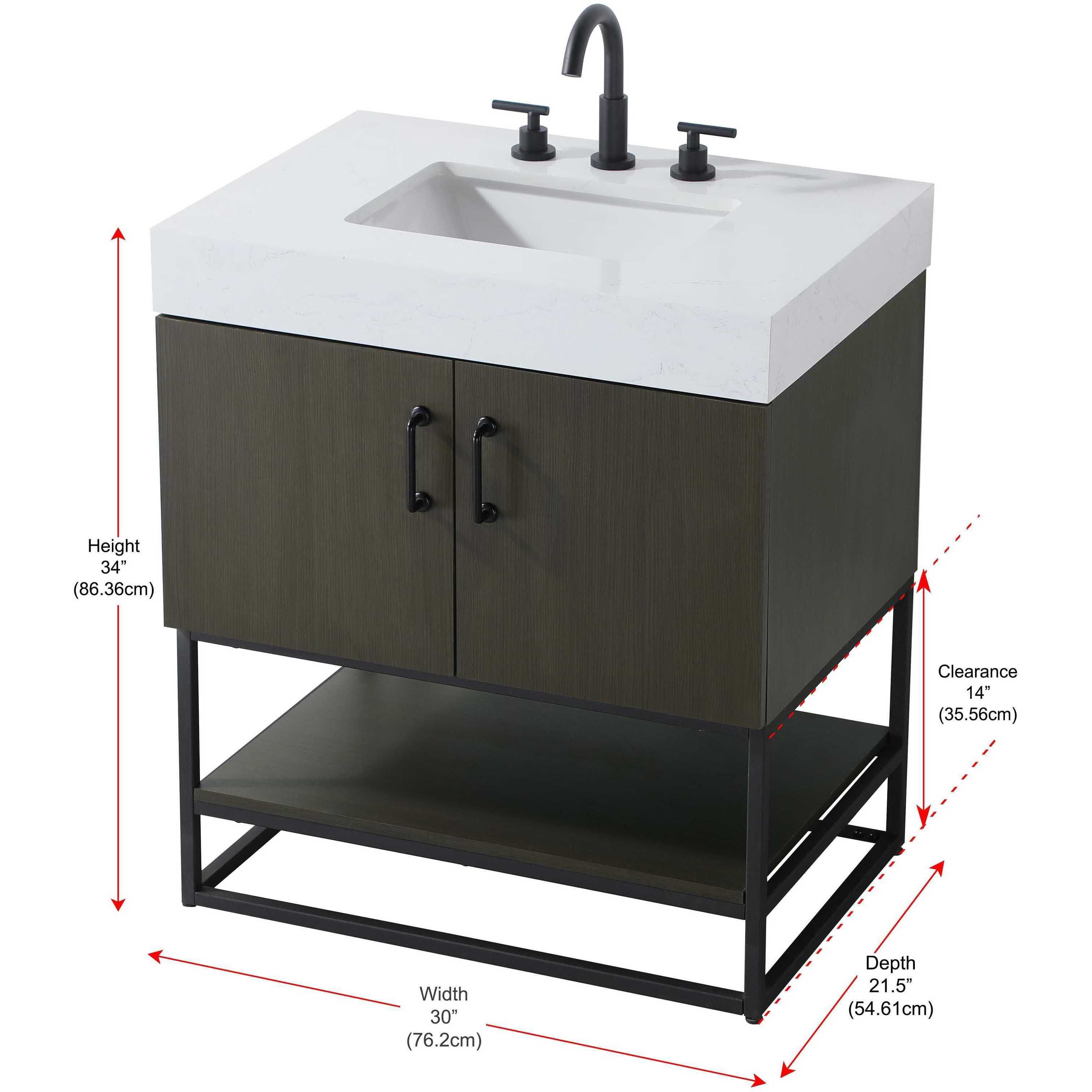 Caroline 30 X 34 inch Mocha Brown Bathroom Vanity Cabinet