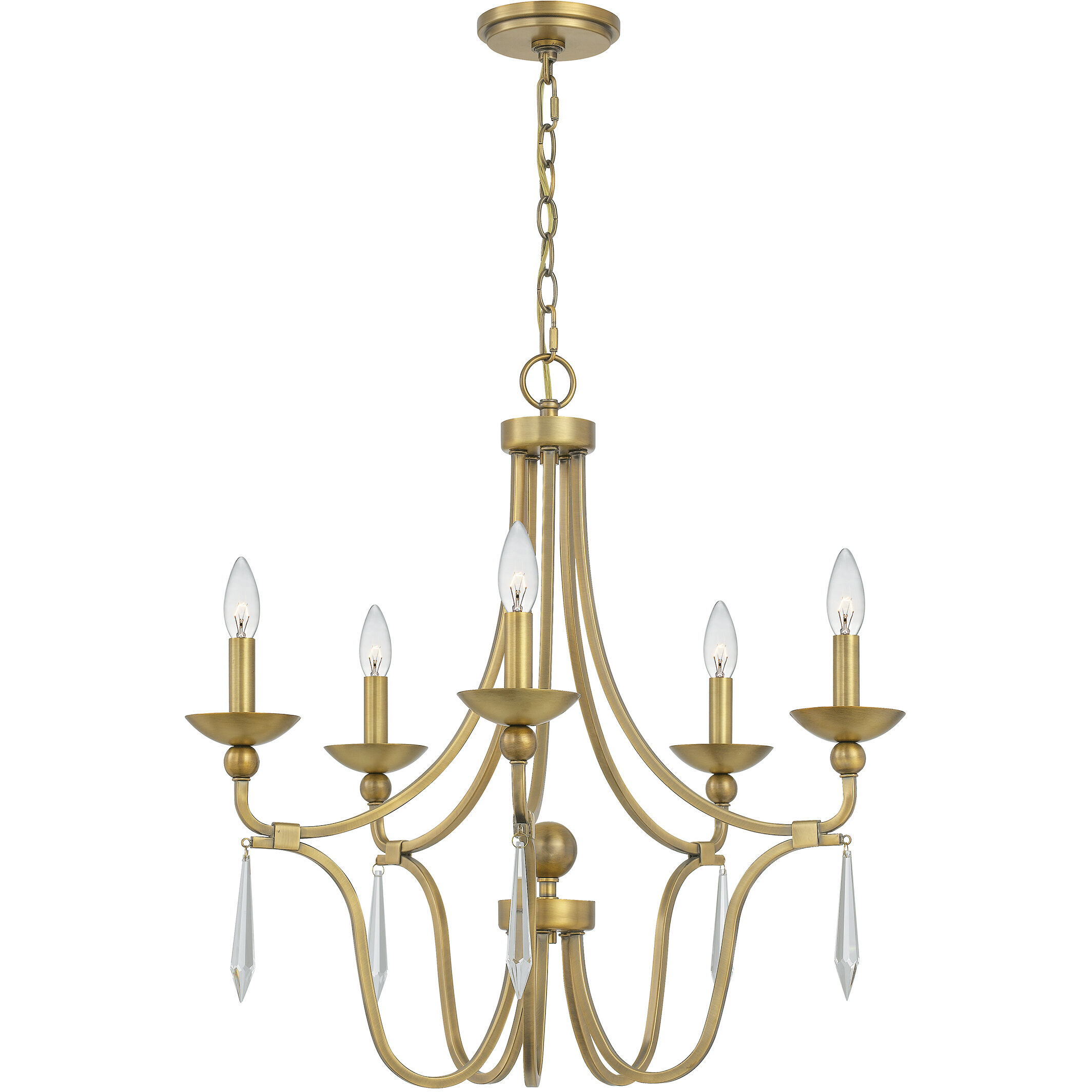 Joules 5 Light 25 inch Aged Brass Chandelier Ceiling Light