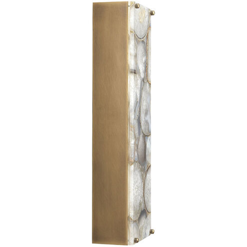 Adeline 2 Light 6 inch Agate & Antique Brass Wall Sconce Wall Light, Rectangle