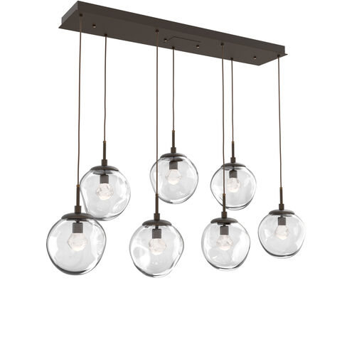 Aster LED LED Flat Bronze Linear Pendant Ceiling Light in 2700K LED, Zircon Inner - Clear Outer, Multi-Port