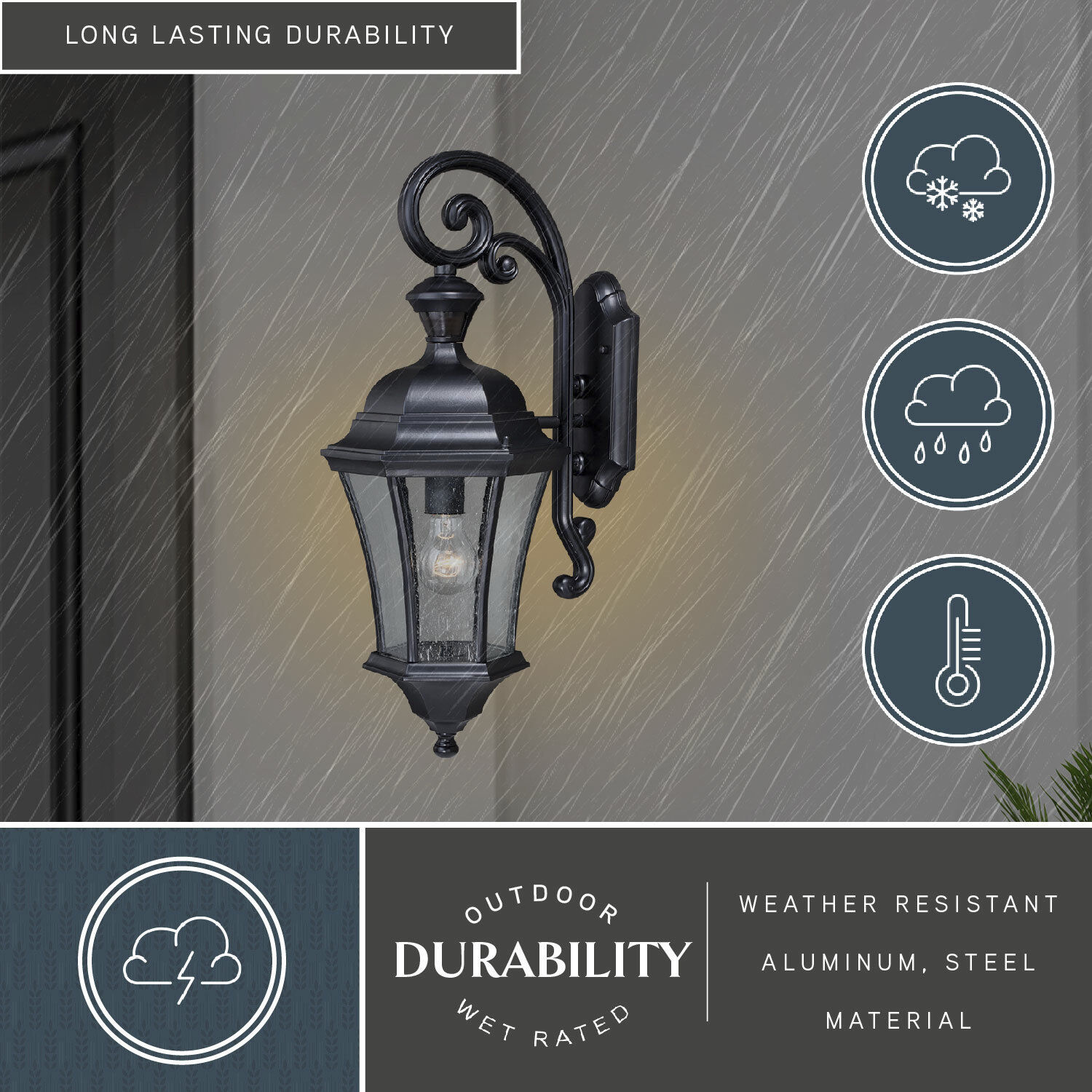 Aberdeen Shiny Black Outdoor Motion Sensor