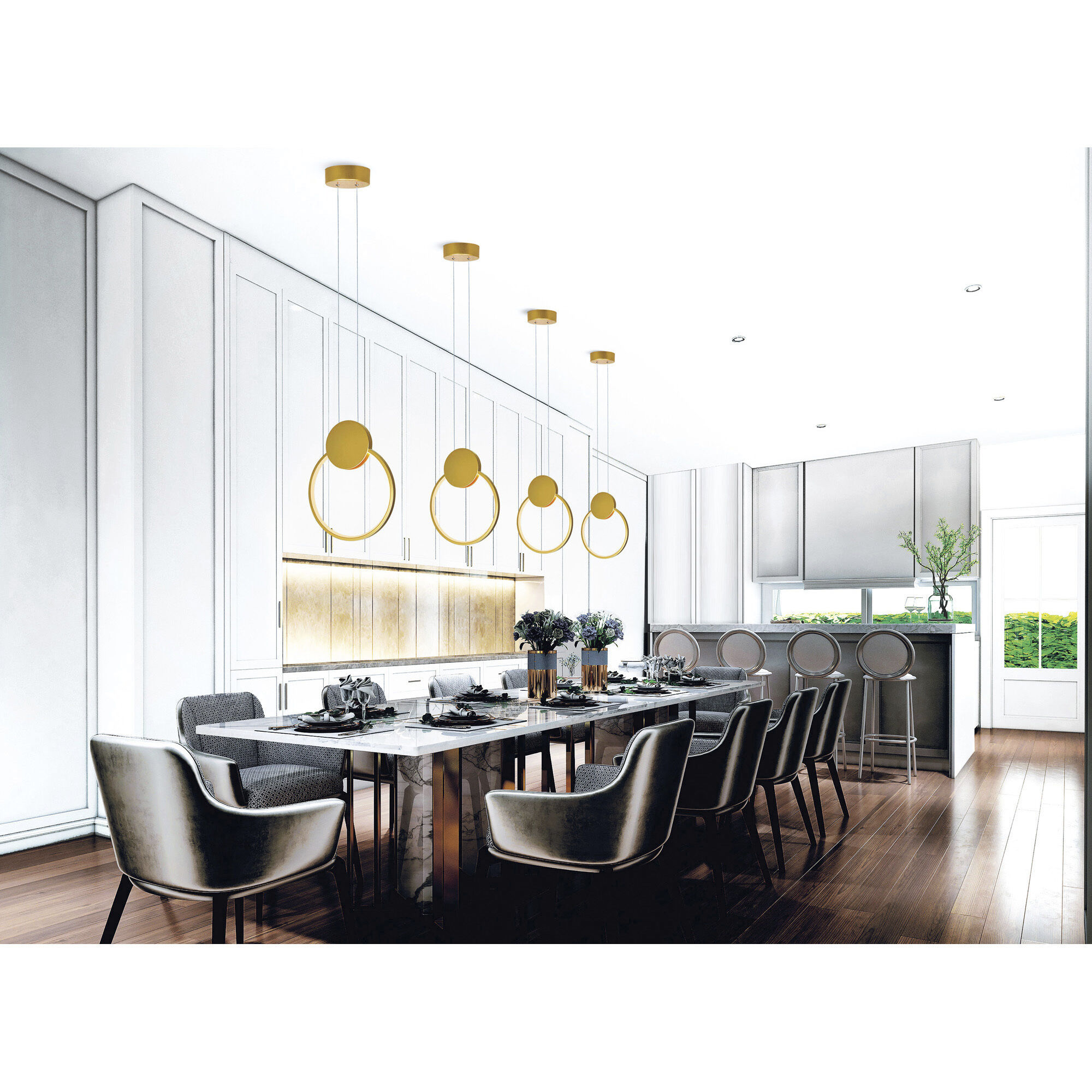 Pulley LED 10 inch Satin Gold Mini Pendant Ceiling Light