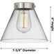 Ballston Large Cone 1 Light 8 inch Brushed Satin Nickel Sconce Wall Light in Plated Smoke Glass, Ballston