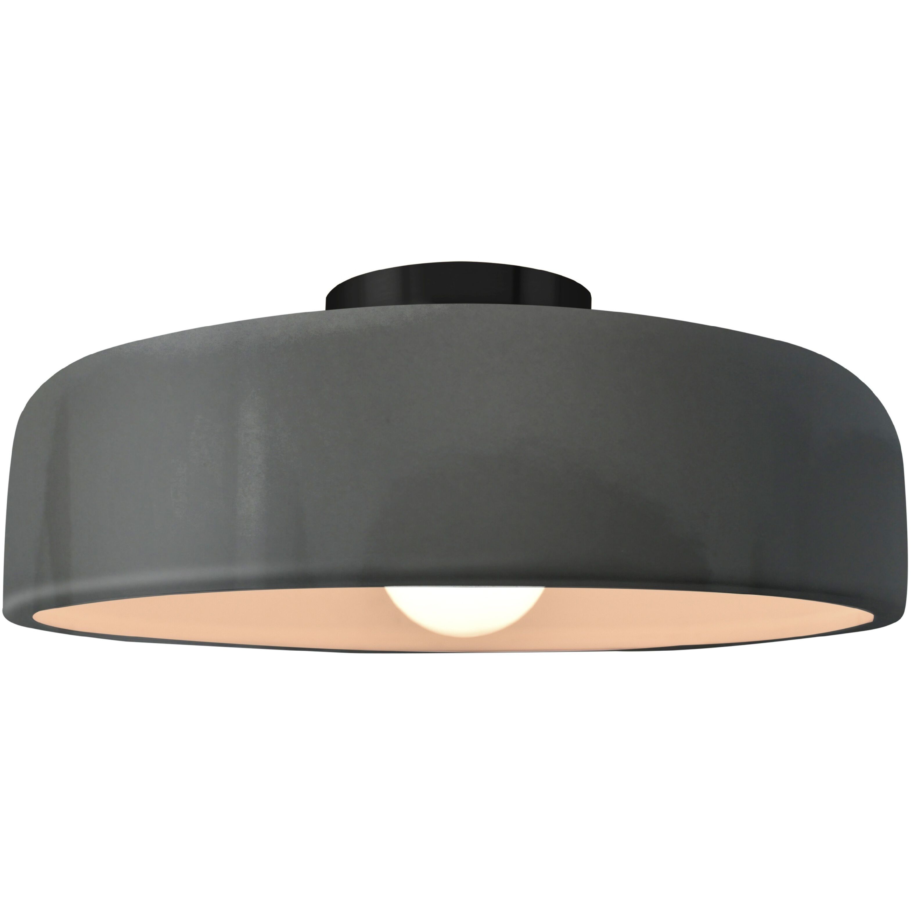 Radiance Collection - Spire LED 16 inch Gloss Grey and Matte Black Semi-Flush Ceiling Light in Dedicated LED, Gloss Gray, 16W x 6.5H, Form+Finish+Function
