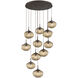 Nova LED LED Flat Bronze Chandelier Ceiling Light, Round Multi-Port