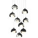 Brooklyn 9 Light 20.5 inch Black and Sterling Pendant Ceiling Light in Black/Sterling, Round