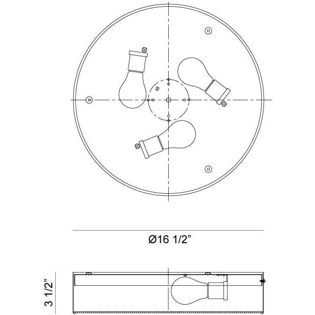 Snare 3 Light 16.5 inch Bronze Flush Mount Ceiling Light
