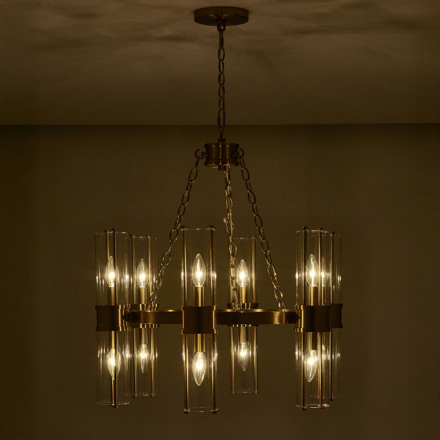 Duet 12 Light 26 inch Vintage Brass Pendant Ceiling Light