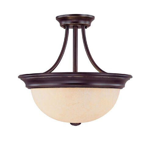 Capital Lighting Signature 2 Light Fluorescent Semi-Flush Mount in Mediterranean Bronze with Rust Scavo Glass 2739MBZ-GU