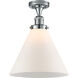Franklin Restoration X-Large Cone 1 Light 12 inch Polished Chrome Semi-Flush Mount Ceiling Light in Matte White Glass, Franklin Restoration