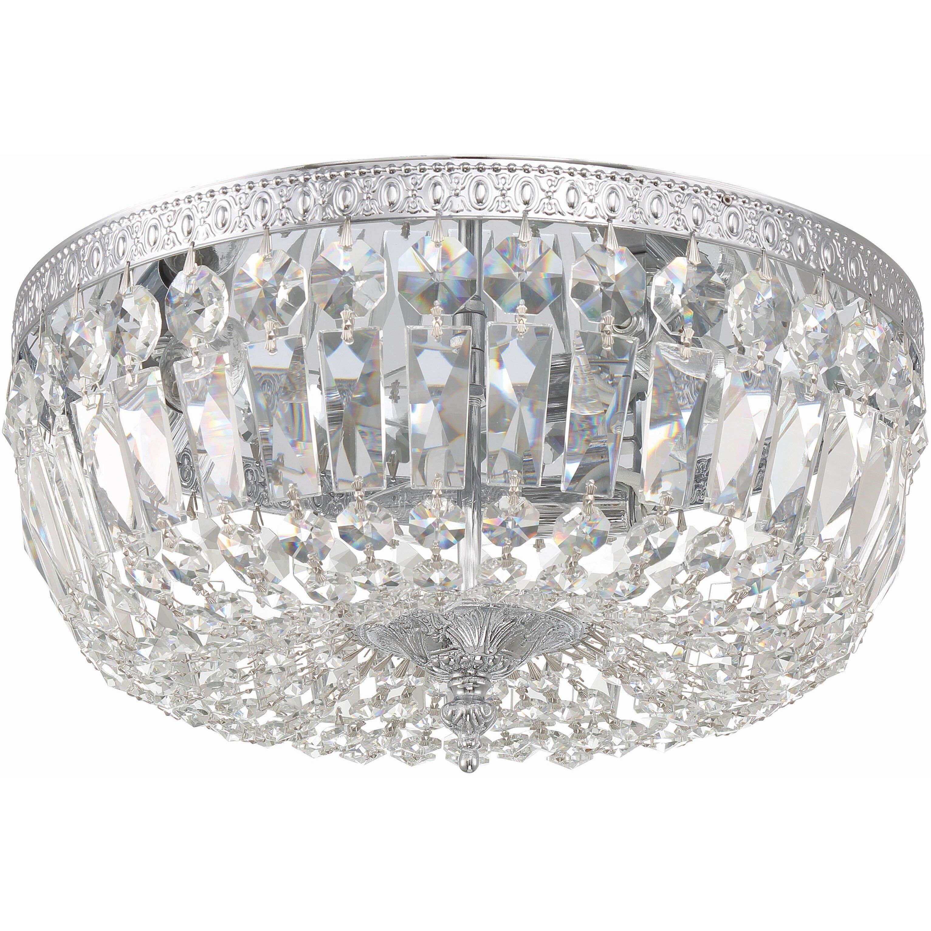 Waltham 3 Light 14 inch Polished Chrome Flush Ceiling Light in Clear Spectra