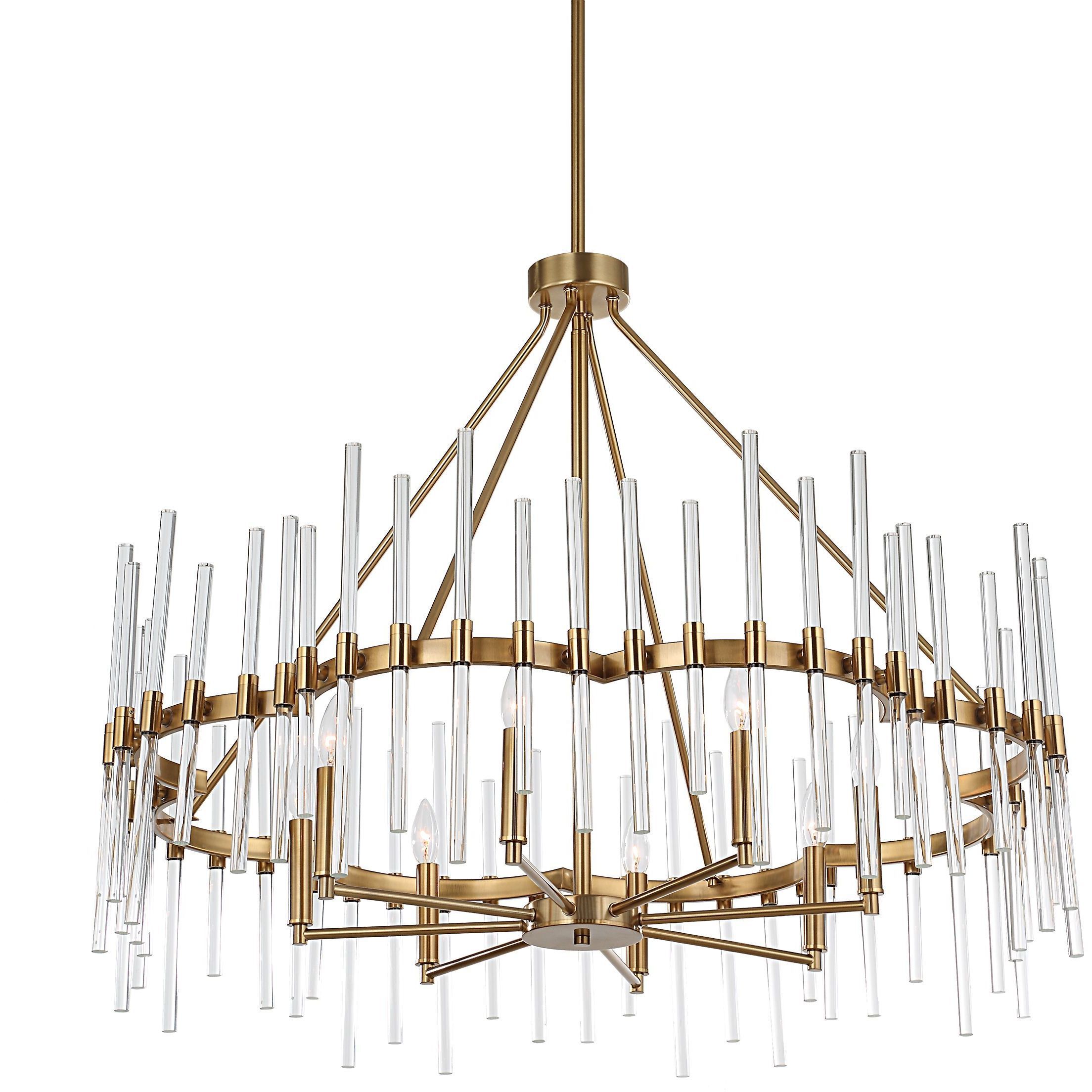 Crystal 8 Light 38.75 inch Warm Brass Chandelier Ceiling Light