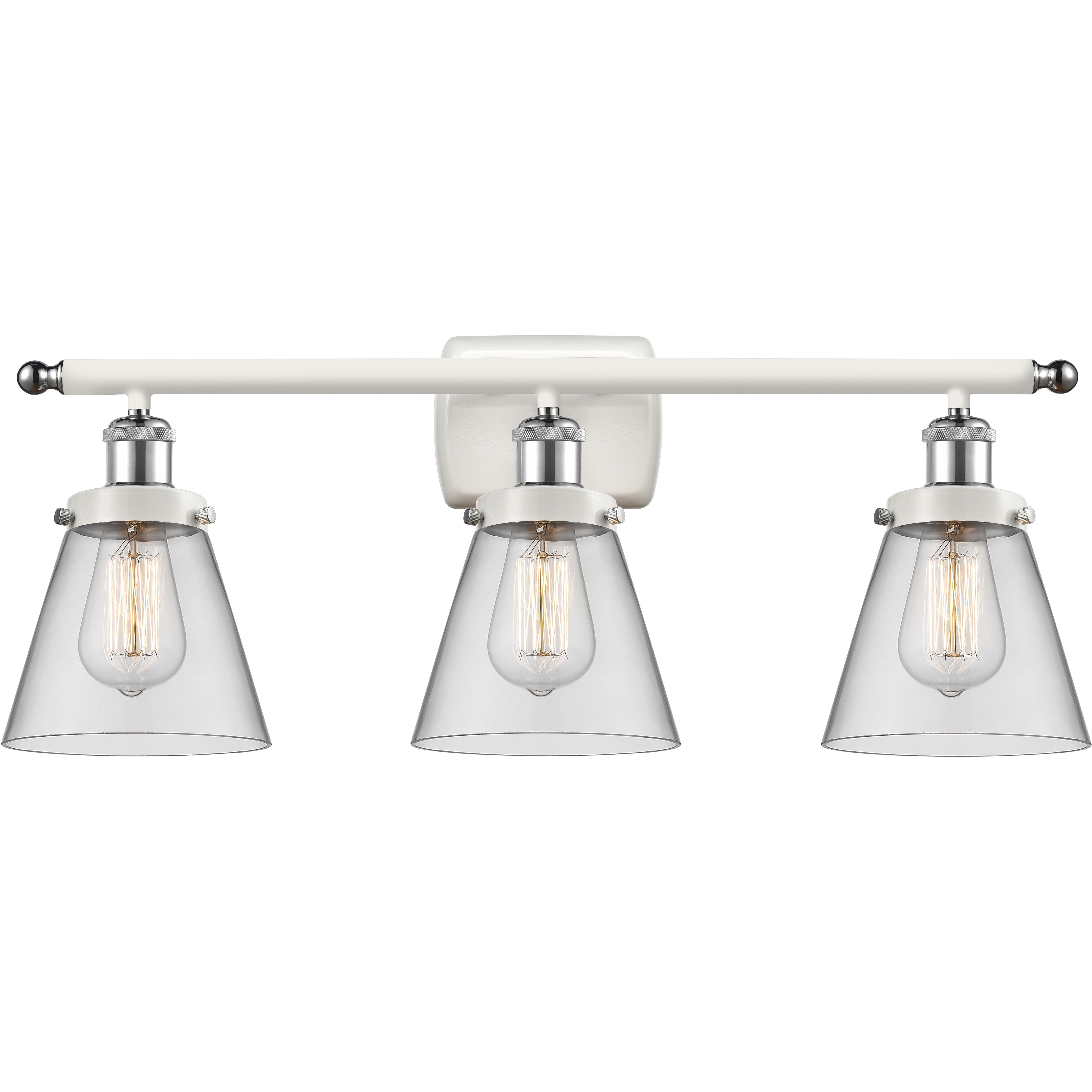 Ballston Small Cone LED 26 inch White and Polished Chrome Bath Vanity Light Wall Light in Clear Glass