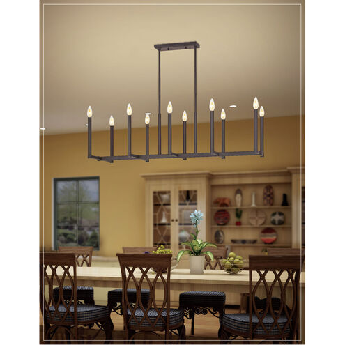 Alpine 10 Light 43 inch Bronze Linear Chandelier Ceiling Light