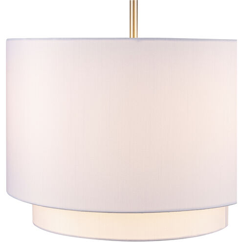 Schiffer 3 Light 15 inch Ivory Pendant Ceiling Light in Ivory Fabric Drum - Double Shade