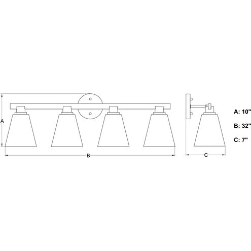 Vermont LED 32 inch Matte Black and Satin Nickel Bathroom Light Wall Light in 4