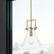 Newton Cone 1 Light 10 inch Brushed Brass Pendant Ceiling Light in Clear Glass