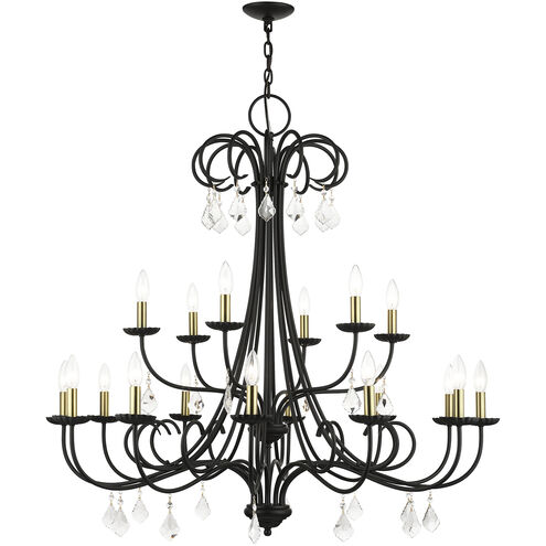 Daphne 18 Light 42 inch Black with Antique Brass Finish Accents Chandelier Ceiling Light in Black with Antique Brass Accents, Extra Large