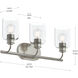 Reines 3 Light 22.75 inch Brushed Nickel Bath Vanity Wall Light