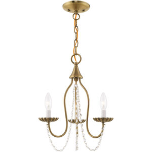 Alessia 3 Light 13 inch Antique Brass Mini Chandelier Ceiling Light