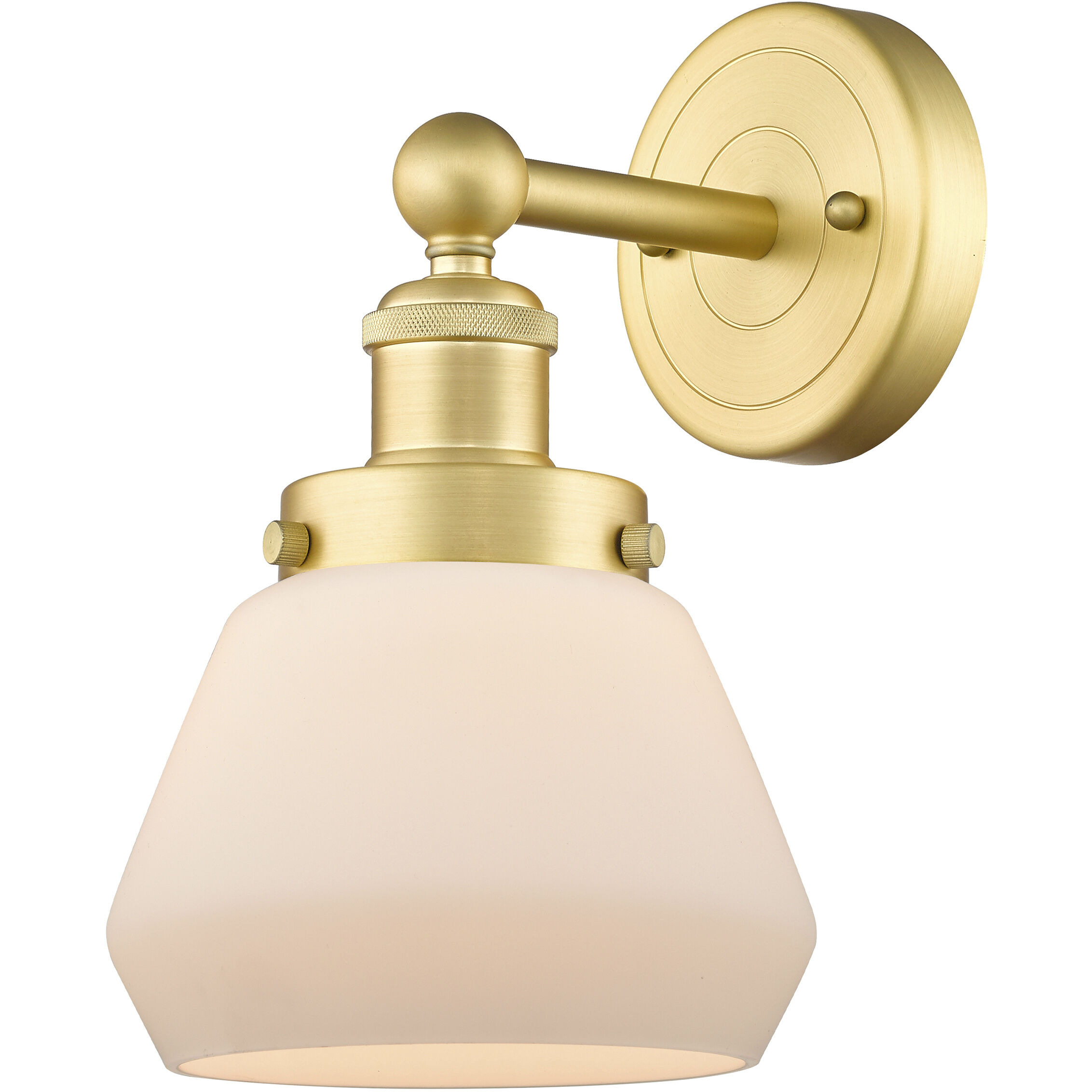 Fulton 1 Light 6.5 inch Satin Gold Sconce Wall Light in Matte White Glass