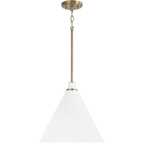Bradley 1 Light 15 inch Aged Brass and White Pendant Ceiling Light