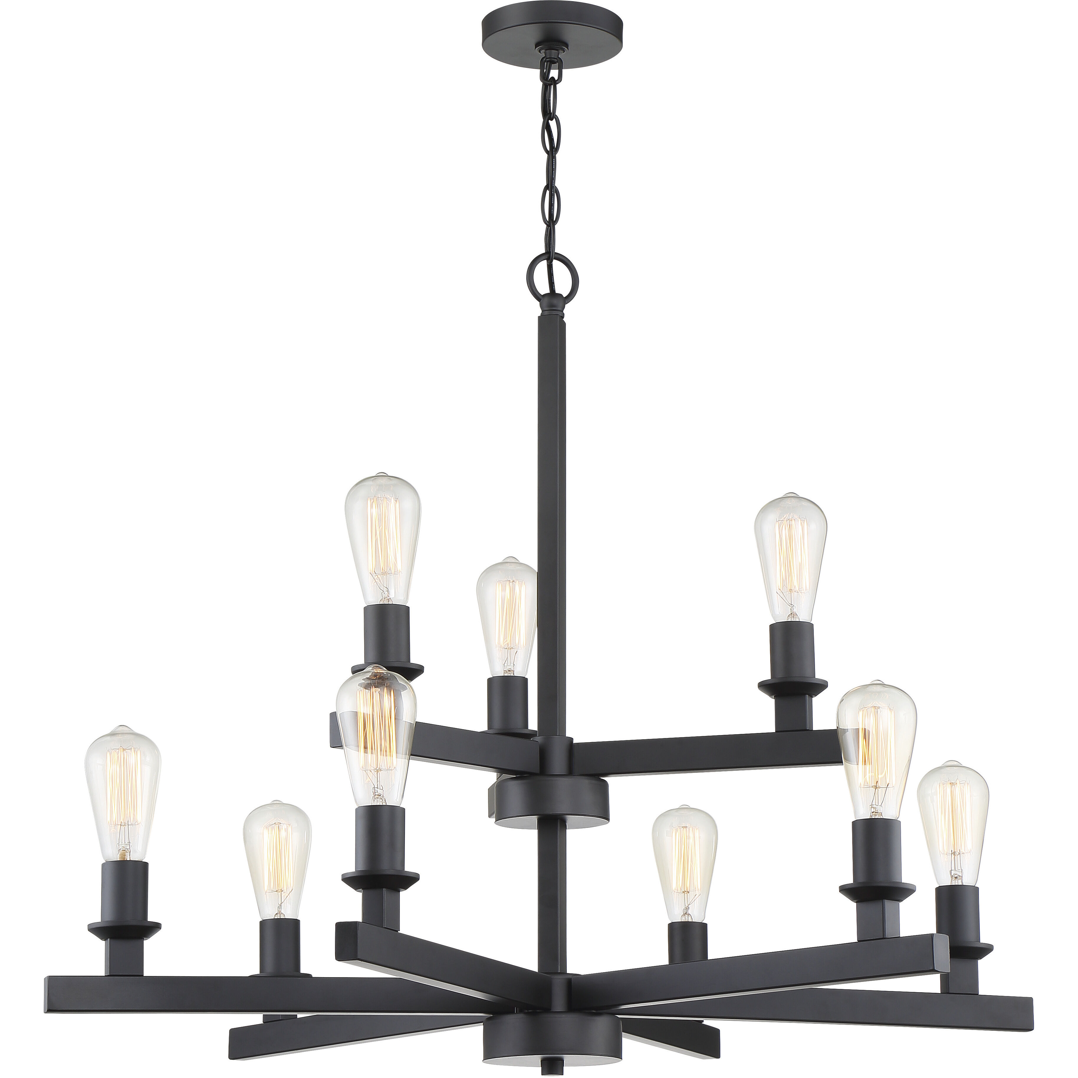 Neighborhood Chicago 9 Light 34 inch Flat Black Chandelier Ceiling Light