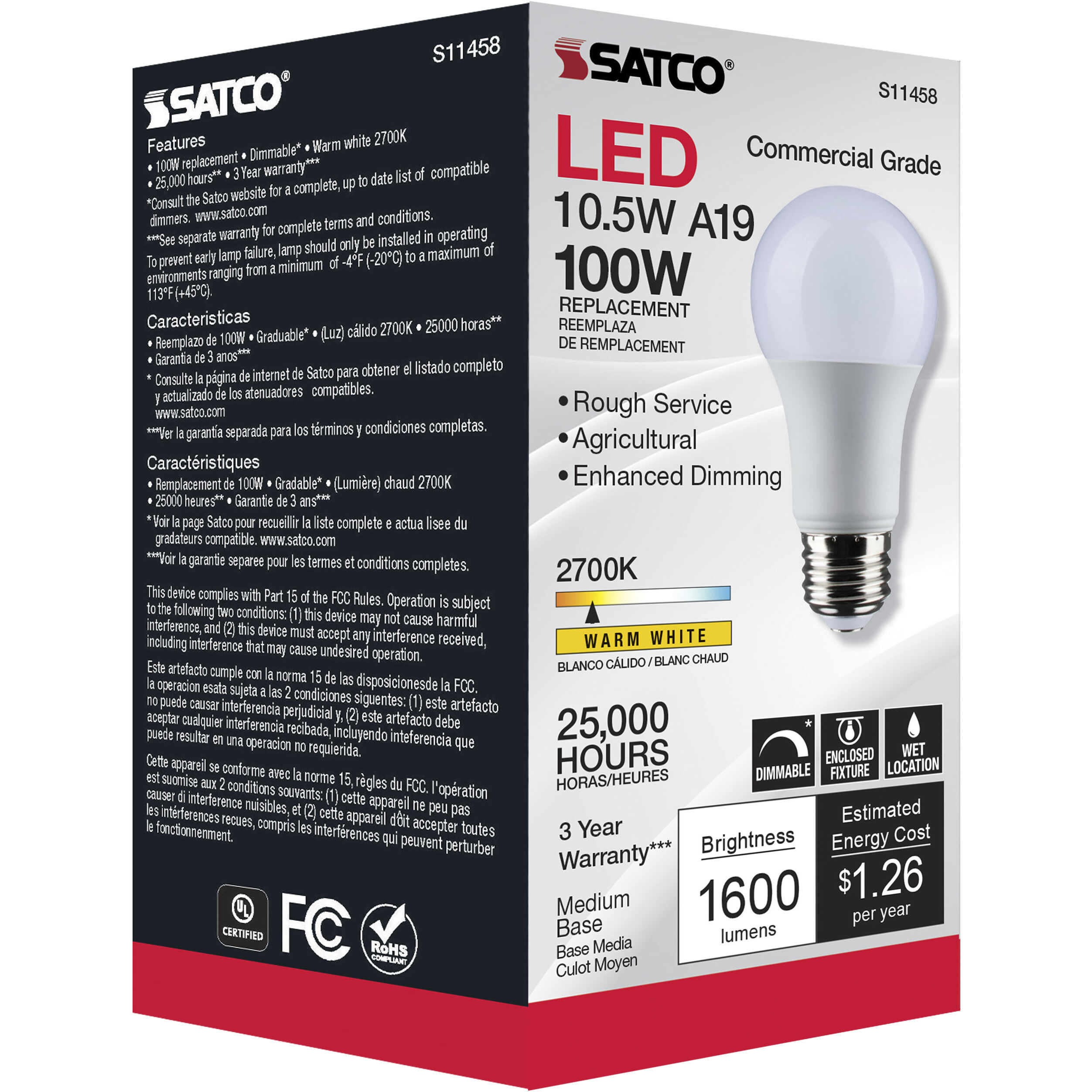 Lumos LED A19 Medium 10.5 watt 120 2700K Light Bulb, Type A