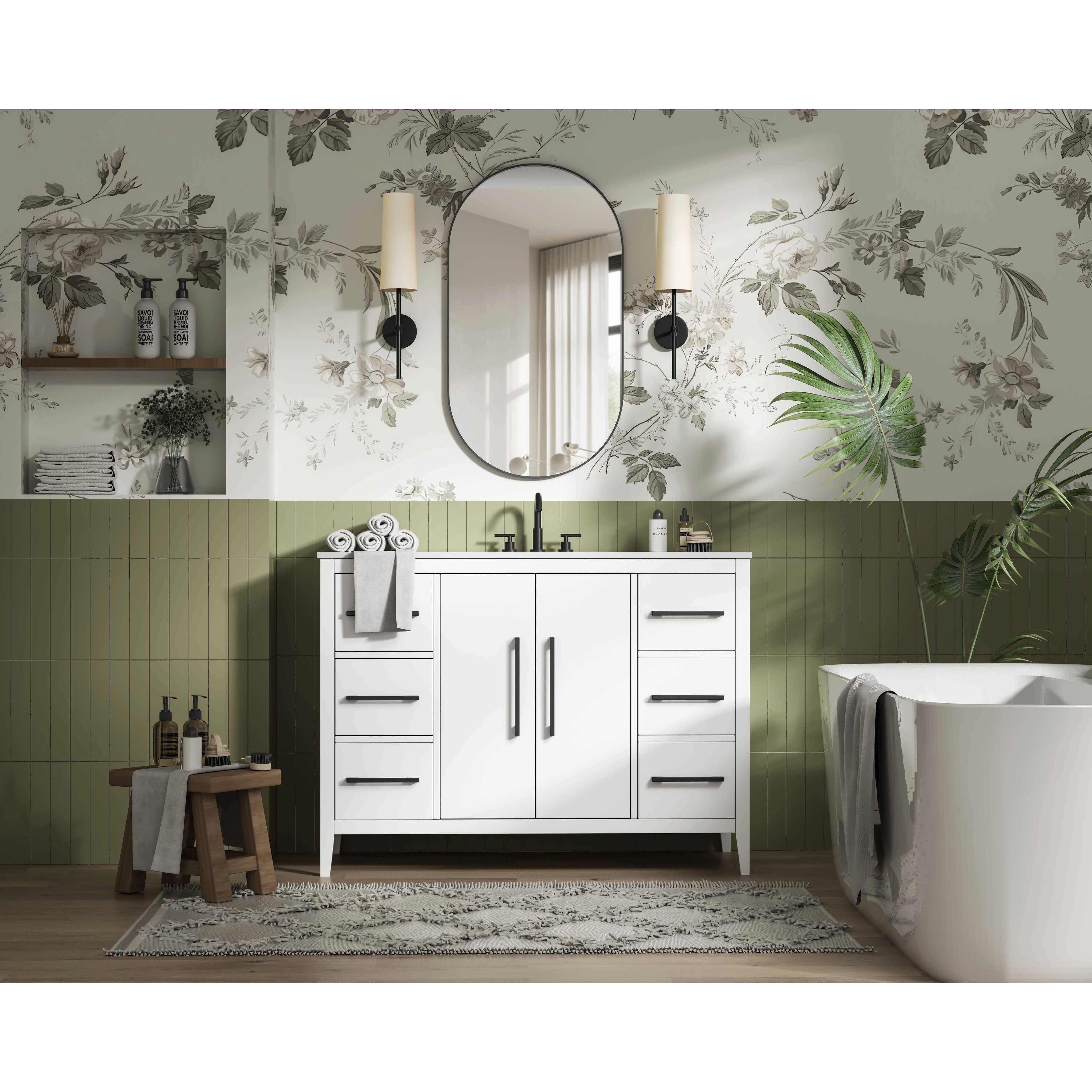 Millie 48 X 35 inch White Bathroom Vanity Cabinet