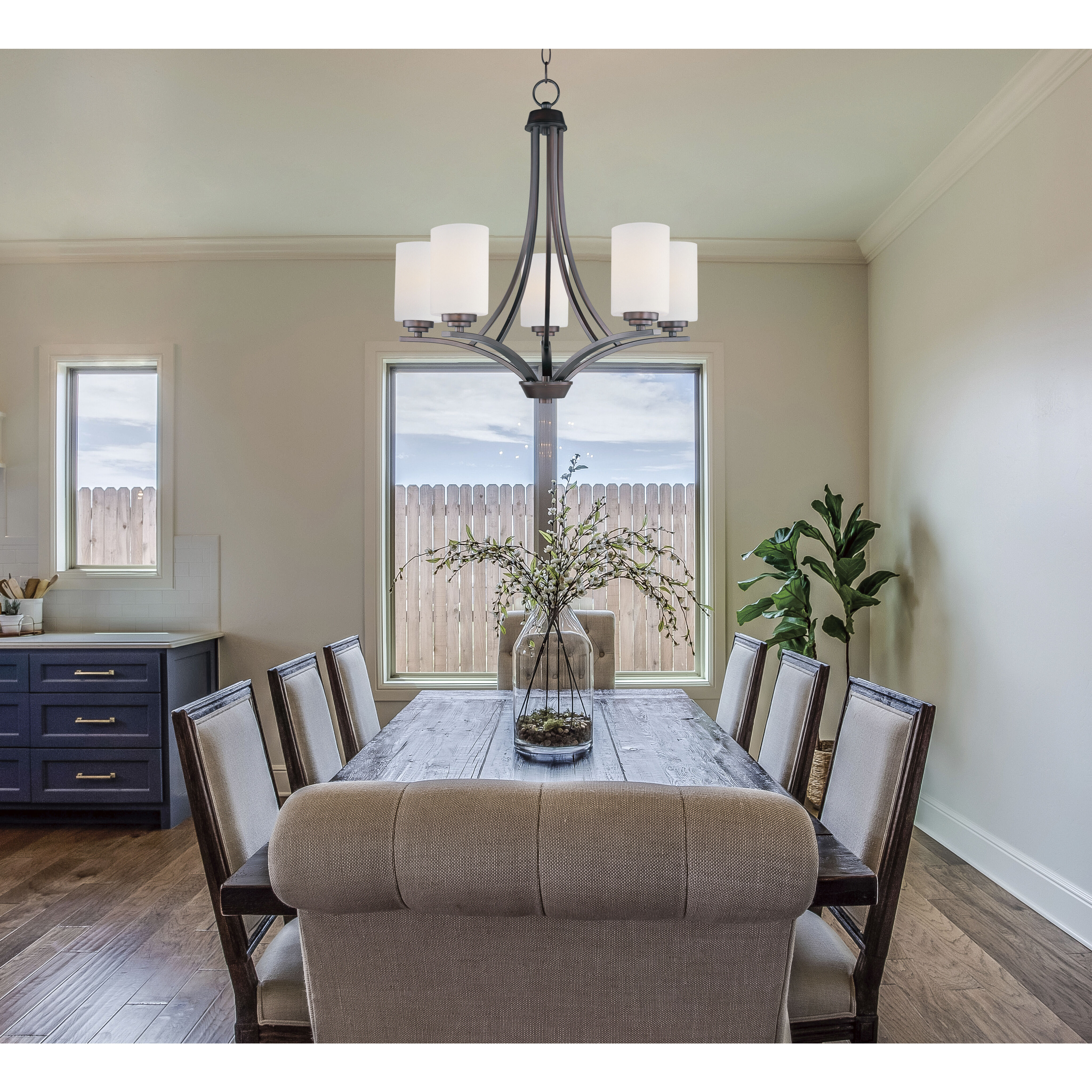 Deven 5 Light 24 inch Oil Rubbed Bronze Single Tier Chandelier Ceiling Light