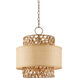 Isola 4 Light 18.25 inch Khaki/Natural Water Hyacinth Pendant Ceiling Light