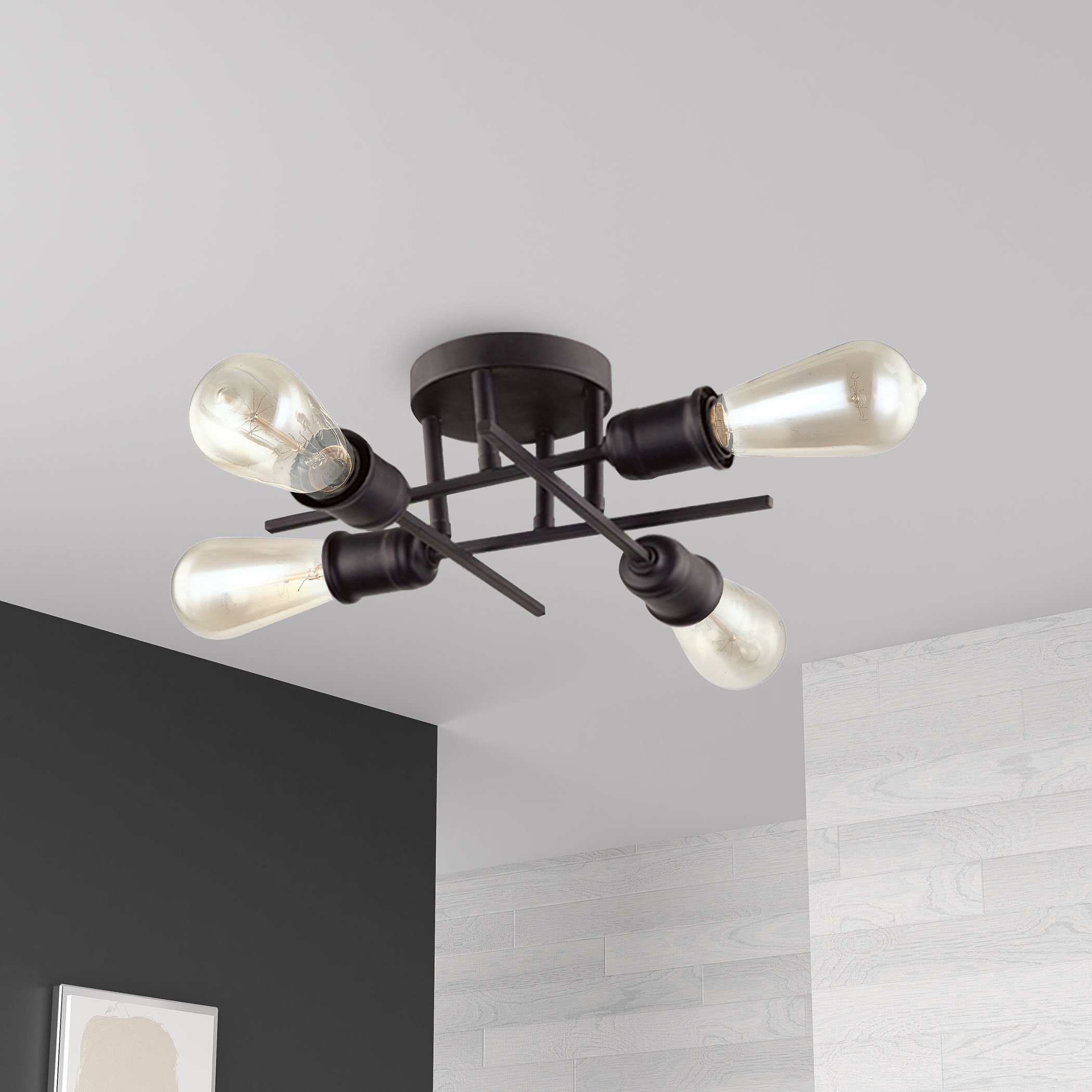 Nebraska LED 18 inch Espresso Semi-Flush Mount Ceiling Light