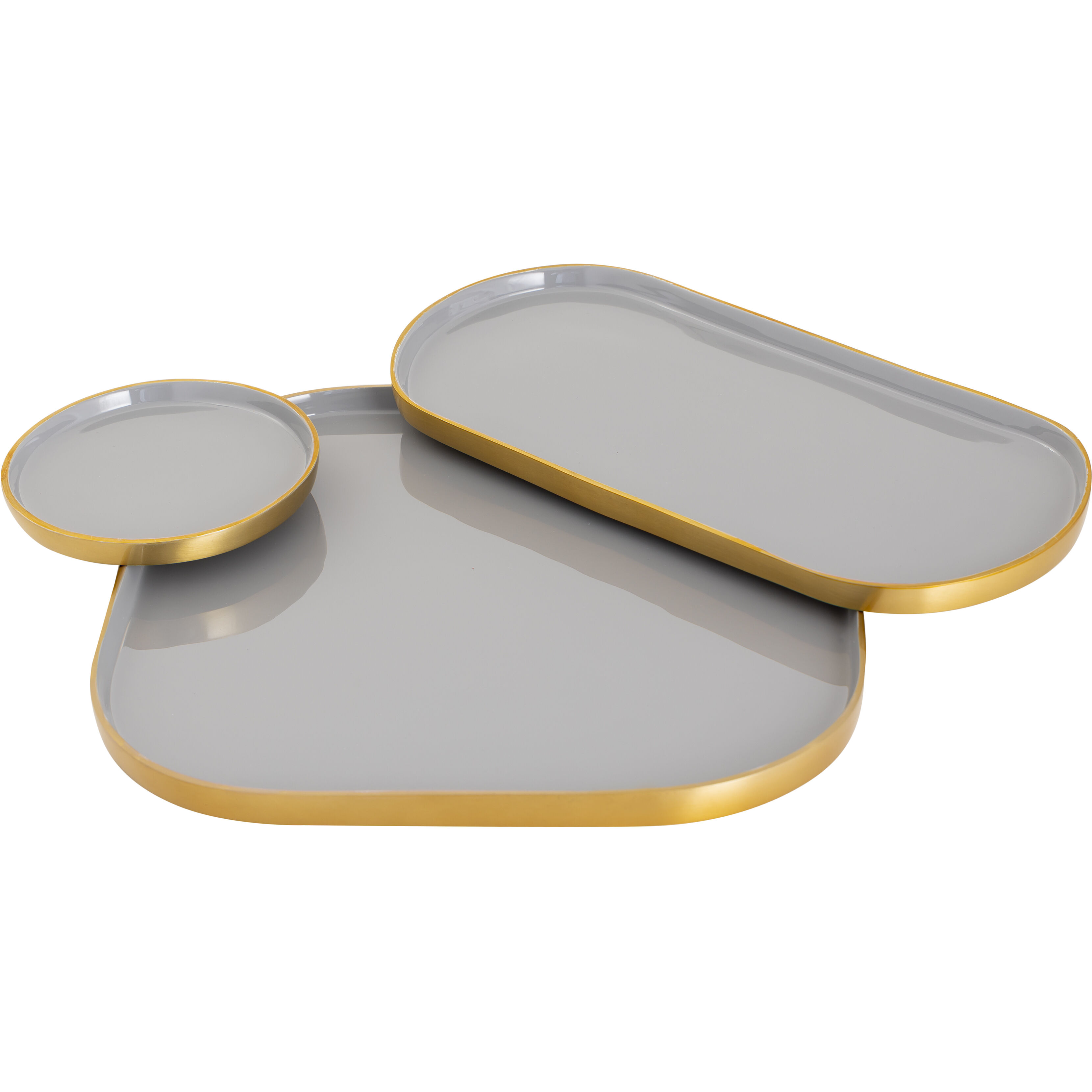 Harward Gray Enamel with Brushed Brass Tray, Set of 3