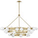 Selene LED 60 inch Lacquered Brass Chandelier Ceiling Light in Swirled, Multi Tier