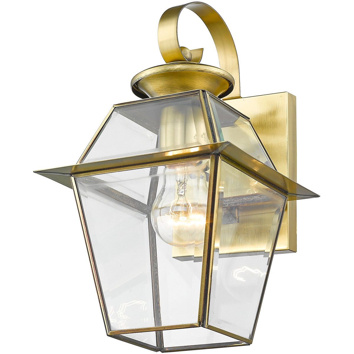 Westover 1 Light 13 inch Antique Brass Outdoor Wall Lantern