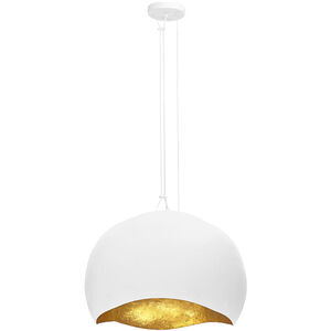 Baleia 3 Light 24 inch White and Gold Foil Pendant Ceiling Light