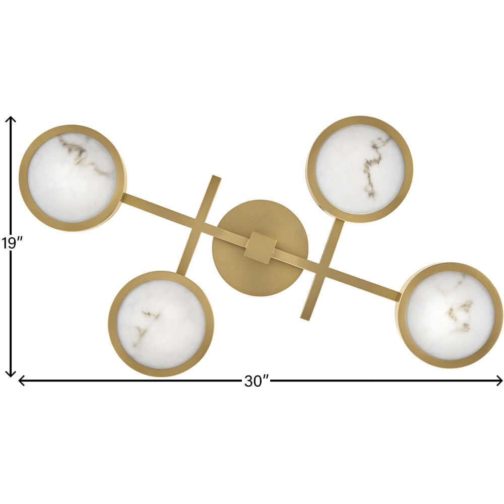 Cava LED 30 inch Lacquered Brass Foyer Light Ceiling Light, Sconce/Flush Mount