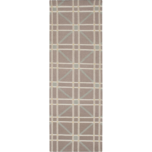 Sheffield Market 96 X 30 inch Cream, Taupe, Wheat, Aqua Rug