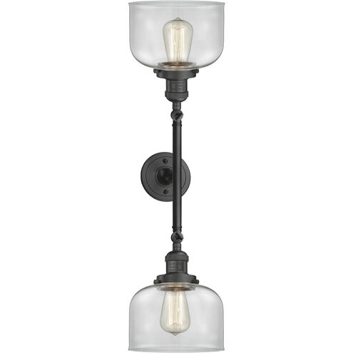 Franklin Restoration Large Bell LED 19 inch Oil Rubbed Bronze Bath Vanity Light Wall Light in Clear Glass, Franklin Restoration