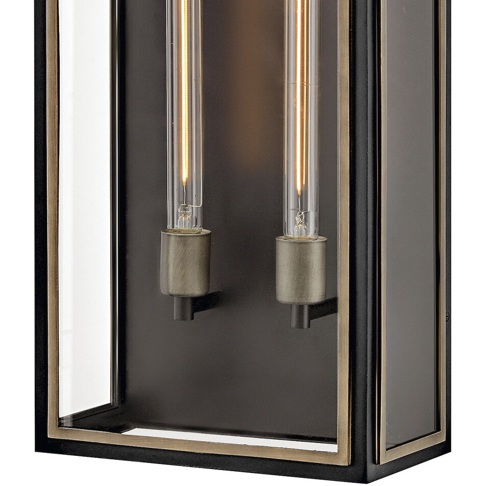Shaw 2 Light 25 inch Black with Burnished Bronze Outdoor Wall Mount