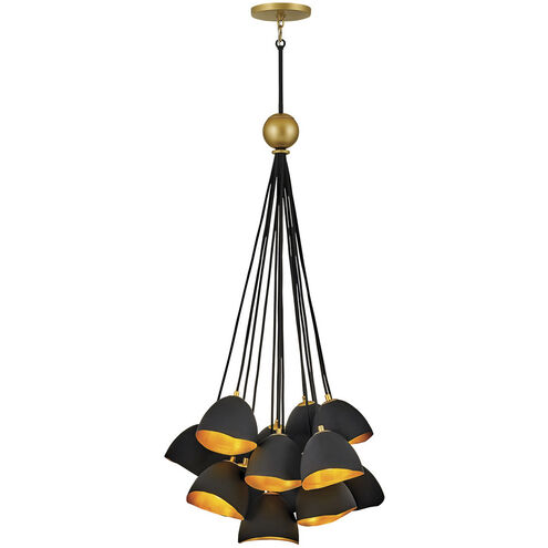 Lisa McDennon Nula 15 Light 26 inch Shell Black with Gold Leaf Indoor Chandelier Ceiling Light