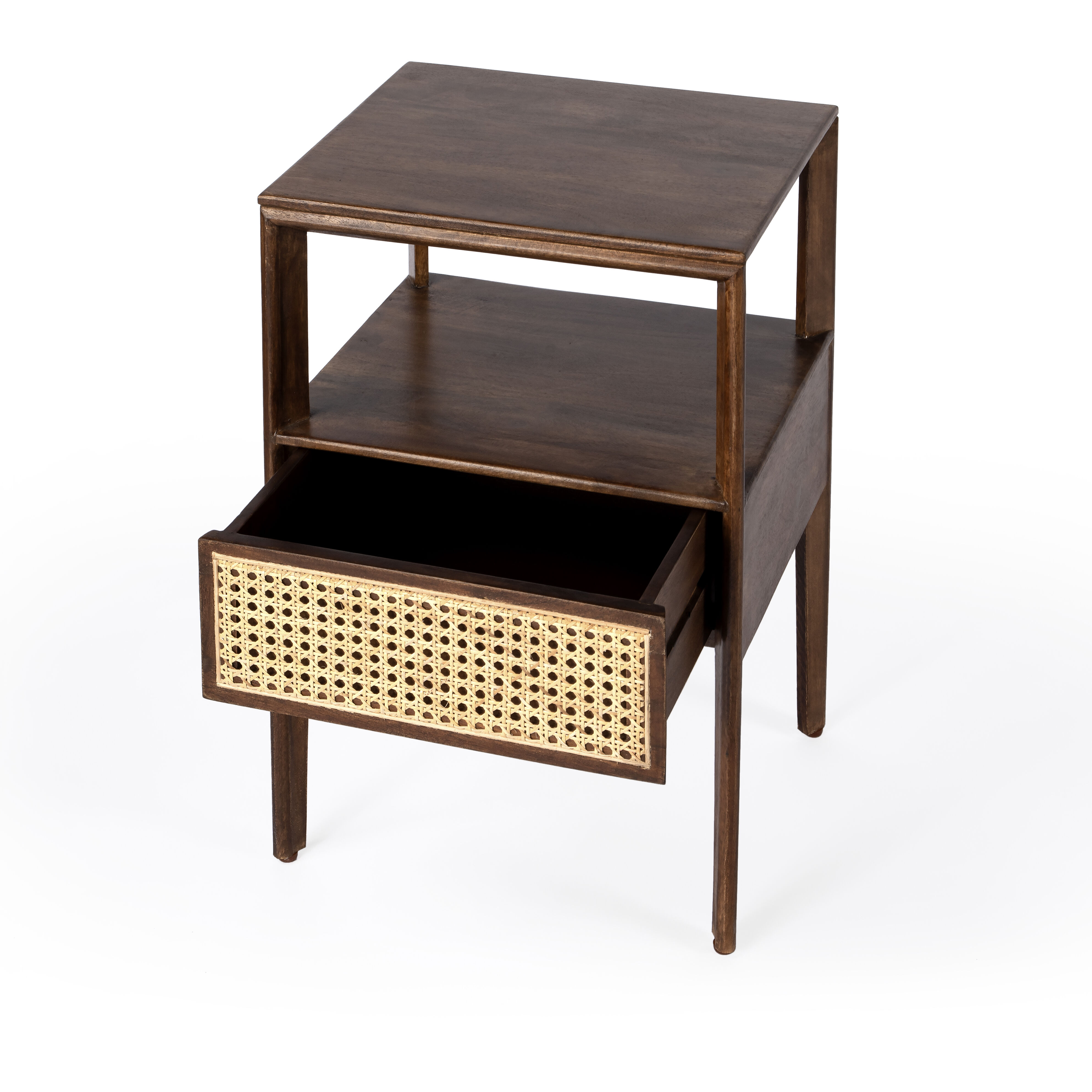 Vardo 1 Drawer Cane Nightstand in Multi