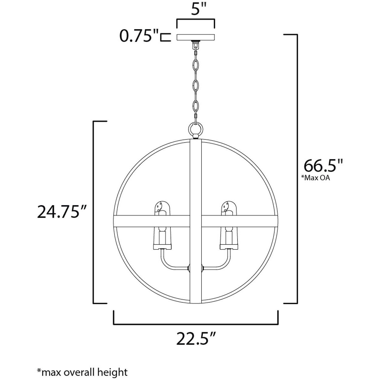 Compass 4 Light 22.5 inch Antique Pecan/Black Outdoor Pendant in Antique Pecan and Black