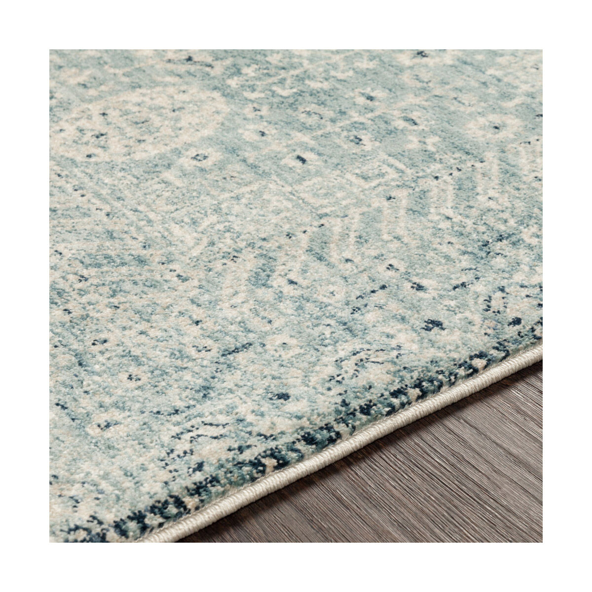 Mesopotamia 59 X 31 inch Medium Gray/Ivory/Teal/Navy Rugs, Rectangle