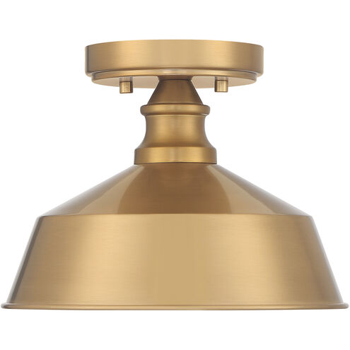 Vintage 1 Light 10 inch Natural Brass Semi-Flush Ceiling Light