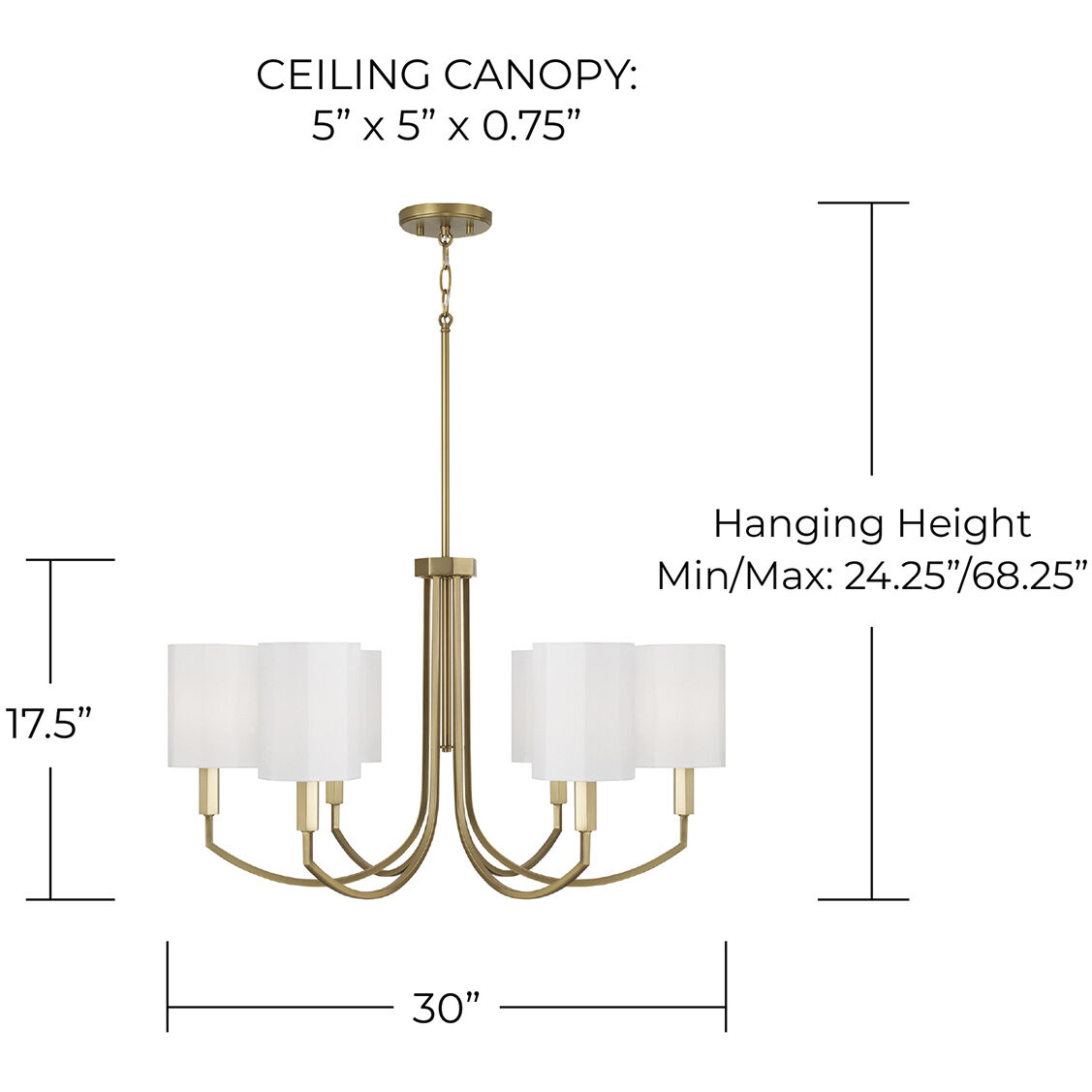 Adrian 6 Light 30 inch Aged Brass Chandelier Ceiling Light