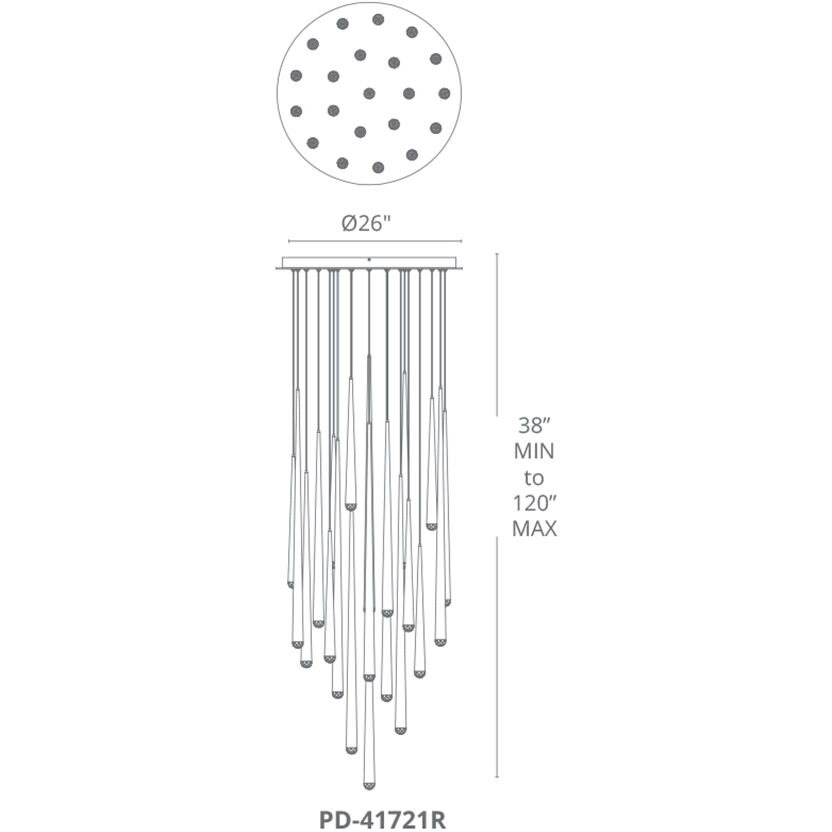 Cascade LED 26 inch Aged Brass Multi-Light Pendant Ceiling Light in 21, Round, 28in.